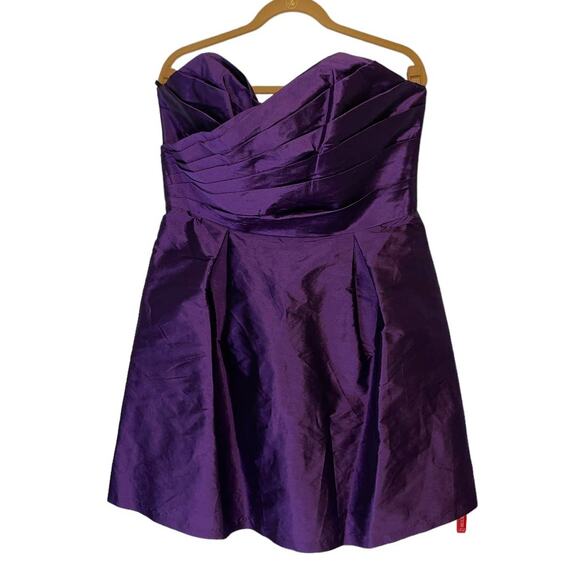 Alfred Sung Strapless Peau De Soie Majestic Purple Cocktail Dress Size 18 BNWT - Picture 3 of 12